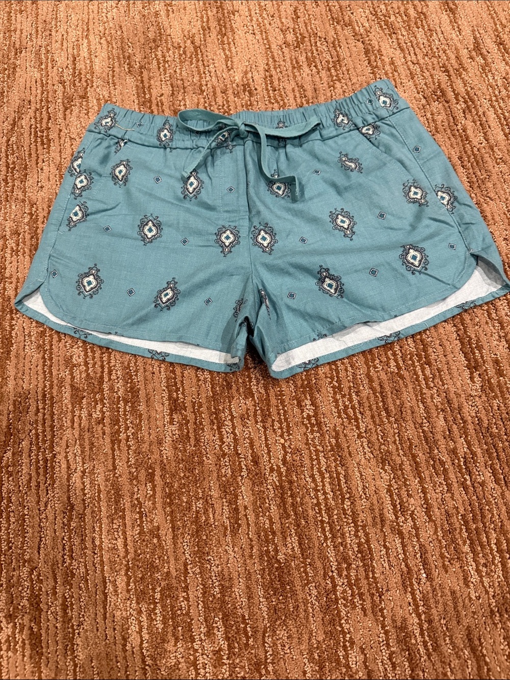 Women’s Teal Printed Drawstring Shorts